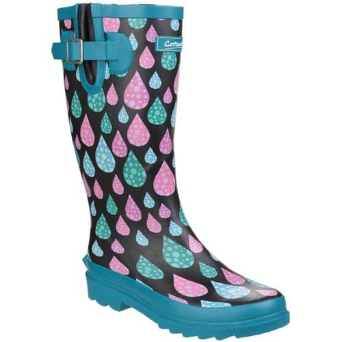 Cotswold Burghley Patterned Wellingtons Raindrop